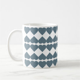 Heart Shaped Plaid Blue Gray Koffiemok