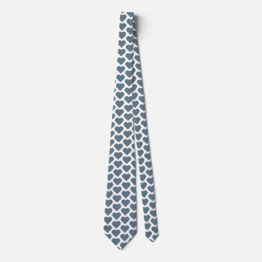 Heart Shaped Plaid Blue Gray Neck Tie Stropdas (Voorkant)