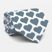 Heart Shaped Plaid Blue Gray Neck Tie Stropdas (Opgerold)