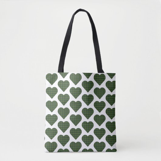 Heart Shaped Plaid Dark Green Tote Bag (Voorkant)