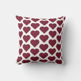 Heart Shaped Plaid Dark Red Burgundy Kussen