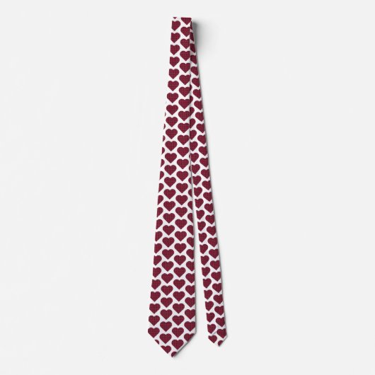 Heart Shaped Plaid Dark Red Burgundy Neck Tie Stropdas (Voorkant)