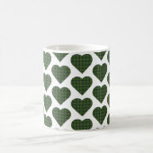 Heart Shaped Plaid Green Evergreen Koffiemok (Center)