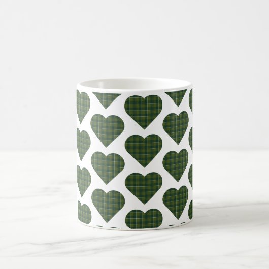 Heart Shaped Plaid Green Evergreen Koffiemok (Center)