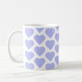 Heart Shaped Plaid Light Blue Pink Koffiemok