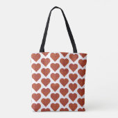 Heart Shaped Plaid Orange Burgundy Maroon Tote Bag (Achterkant)