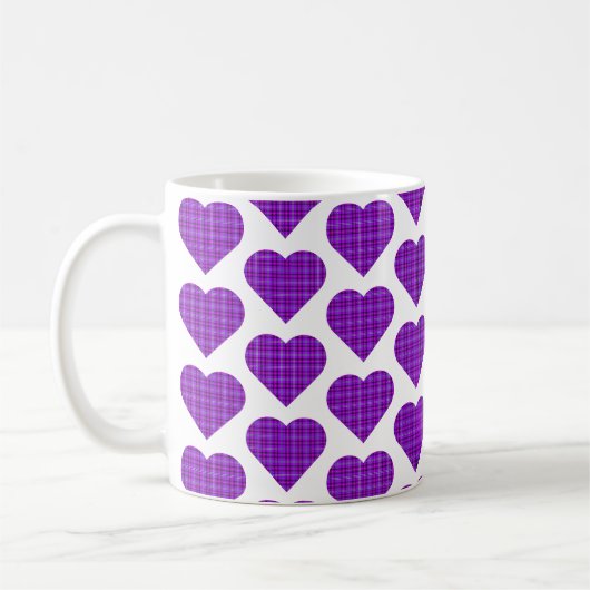 Heart Shaped Plaid Purple Pink Black Koffiemok (Links)
