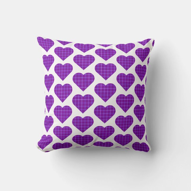 Heart Shaped Plaid Purple Pink Black Kussen (Voorkant)