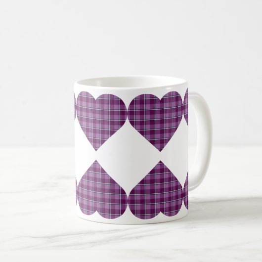 Heart Shaped Plaid Purple Pink Koffiemok (Voorkant rechts)