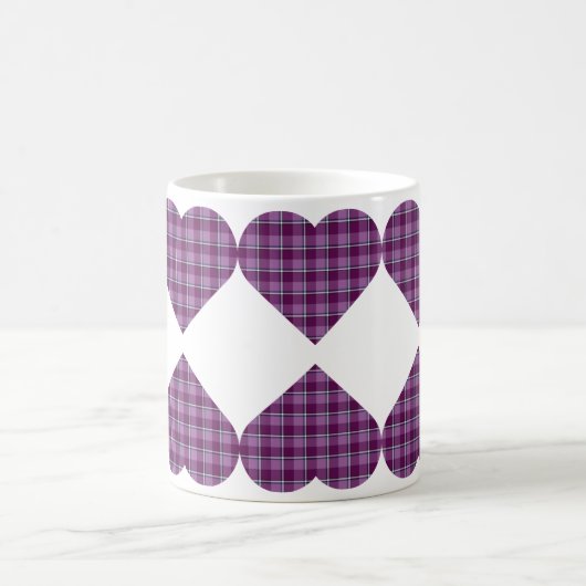 Heart Shaped Plaid Purple Pink Koffiemok (Center)