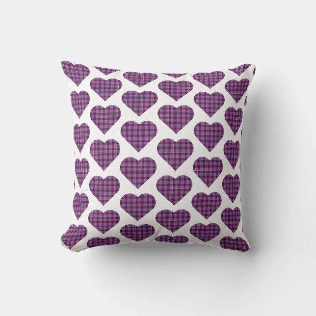 Heart Shaped Plaid Purple Pink Kussen (Voorkant)