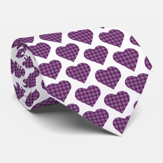 Heart Shaped Plaid Purple Pink Neck Tie Stropdas (Opgerold)
