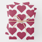 Heart Shaped Plaid Red Pink Inpakpapier Vel (In situ)