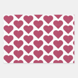 Heart Shaped Plaid Red Pink Inpakpapier Vel