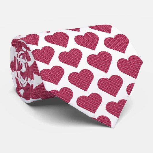Heart Shaped Plaid Red Pink Neck Tie Stropdas (Opgerold)