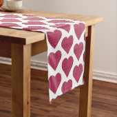 Heart Shaped Plaid Red Pink Table Runner Korte Tafelloper (Voorbeeld)