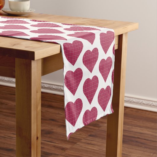 Heart Shaped Plaid Red Pink Table Runner Korte Tafelloper (Voorbeeld)