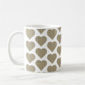 Heart Shaped Plaid Tan Blue White Koffiemok (Links)