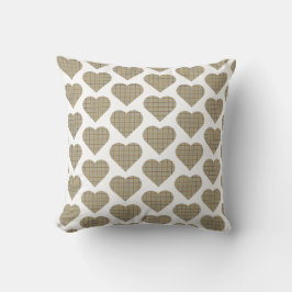 Heart Shaped Plaid Tan Blue White Kussen
