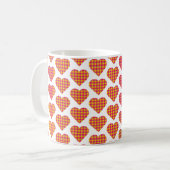 Heart Shaped Plaid Yellow Pink Preppy Koffiemok (Voorkant links)