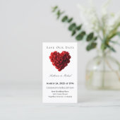 Heart Shaped Red Rose-Save the Date- Visitekaartje (Staand voorkant)