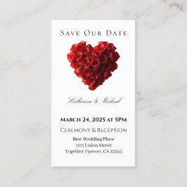 Heart Shaped Red Rose-Save the Date- Visitekaartje
