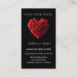 Heart Shaped Red Rose-Save the Date- Visitekaartje