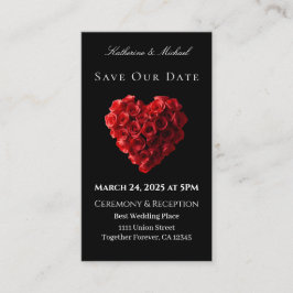 Heart Shaped Red Rose-Save the Date- Visitekaartje