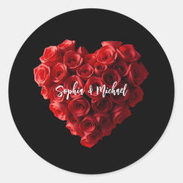 Heart Shaped Red Roses- Ronde Sticker