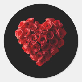 Heart Shaped Red Roses- Ronde Sticker