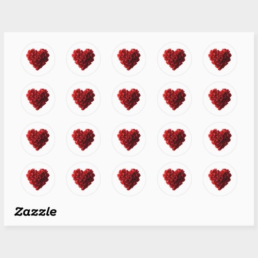 Heart Shaped Red Roses- Ronde Sticker (Vel)