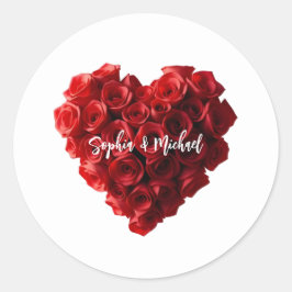 Heart Shaped Red Roses- Ronde Sticker