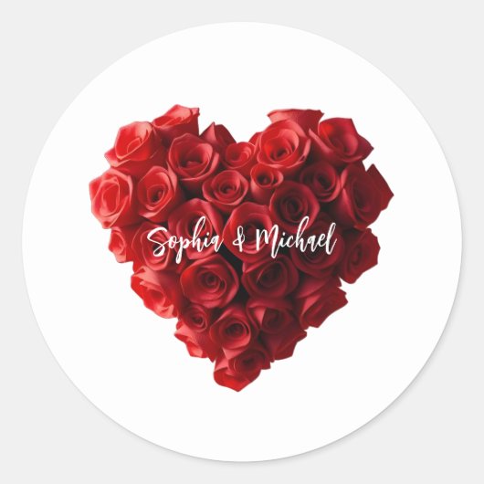 Heart Shaped Red Roses- Ronde Sticker (Voorkant)