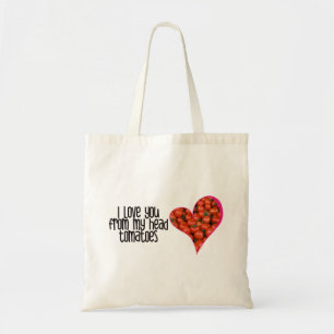 Heart Shaped Red Tomato Jokes Quotes Canvas tas