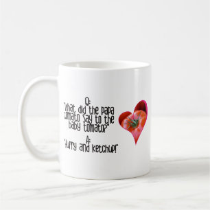 Heart Shaped Red Tomato Jokes Quotes T-Shirt Coffe Koffiemok