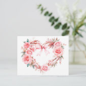 Heart-Shaped Rose Wreath Romantic Valentine’s Day  Briefkaart (Staand voorkant)