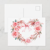Heart-Shaped Rose Wreath Romantic Valentine’s Day  Briefkaart (Voorkant / Achterkant)