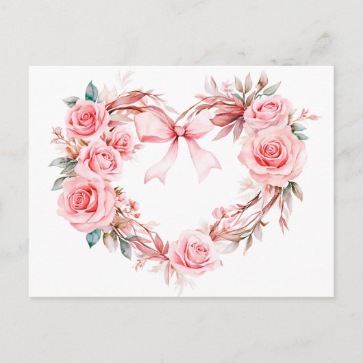 Heart-Shaped Rose Wreath Romantic Valentine’s Day  Briefkaart (Voorkant)