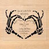 Heart Shaped Skeleton Hands Creepy Gothic Weddensc Acryl Uitnodigingen (Voorkant)