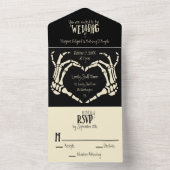 Heart Shaped Skeleton Hands Heart Wedding All In One Uitnodiging (Binnen)
