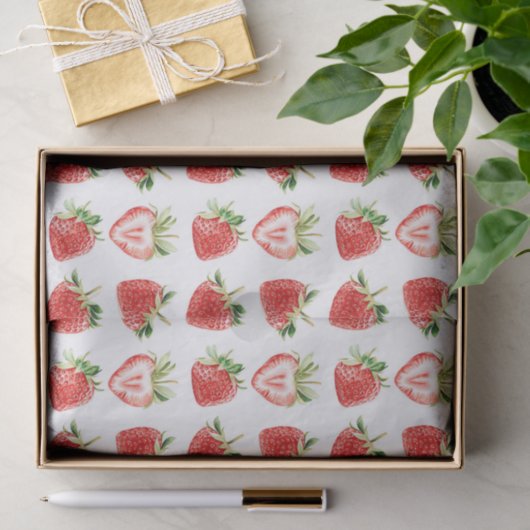 Heart Shaped Strawberries Birthday Tissuepapier (Geschenk)