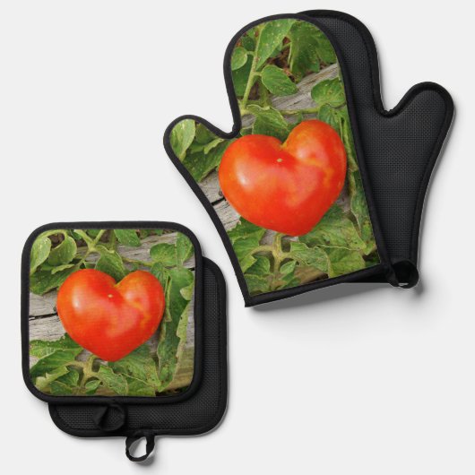 Heart Shaped Tomato Ovenwant & Pannenlap Set (Voorkant / Achterkant)