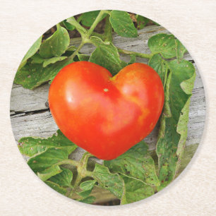 Heart Shaped Tomato Ronde Kartonnen Onderzetter