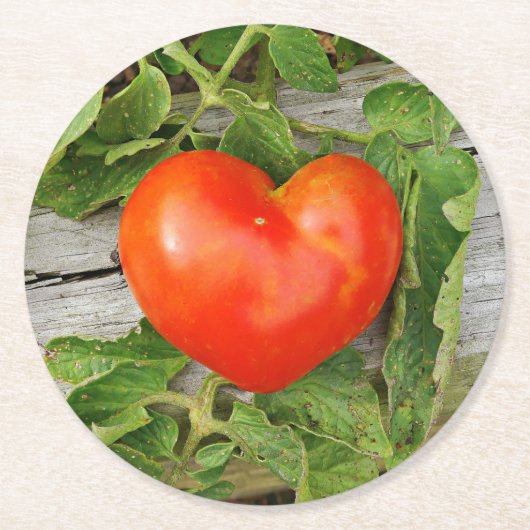 Heart Shaped Tomato Ronde Kartonnen Onderzetter (Voorkant)