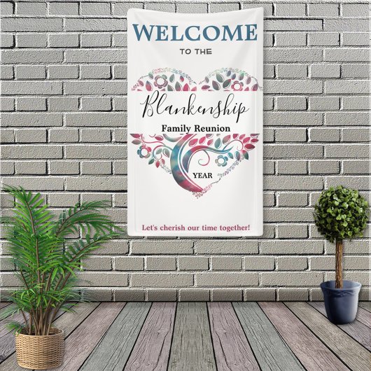 Heart Shaped Tree Family Reunion Sjabloon Banner