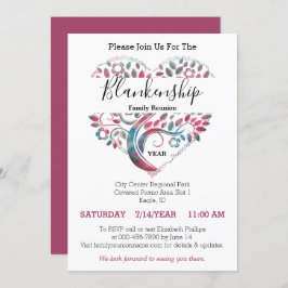 Heart Shaped Tree Family Reunion Template Kaart