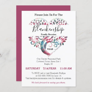 Heart Shaped Tree Family Reunion Template Kaart