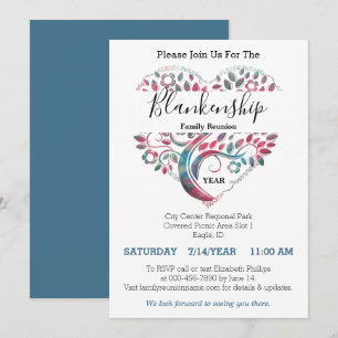 Heart Shaped Tree Family Reunion Template Kaart
