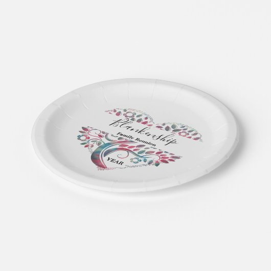 Heart Shaped Tree Family Reunion Template Papieren Bordje (Gekanteld)