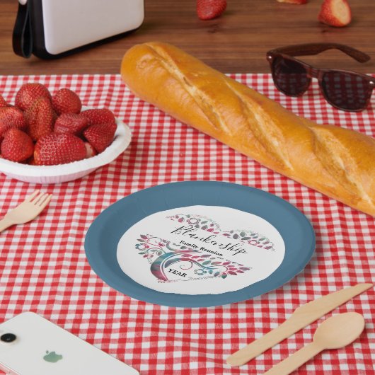 Heart Shaped Tree Family Reunion Template Papieren Bordje (Picknick)